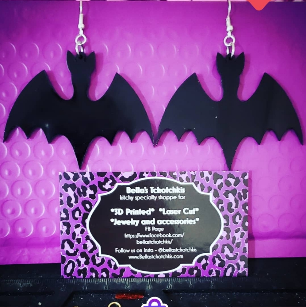 Laser-cut acrylic Bat Earrings